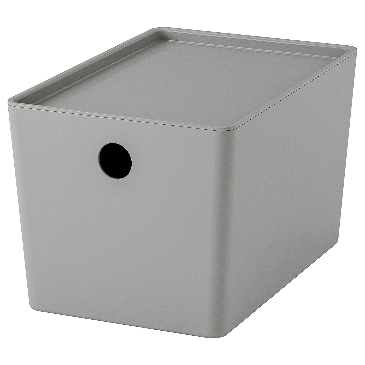 IKEA KUGGIS pojemnik z pokrywką, jasnoszary, 18x26x15 cm