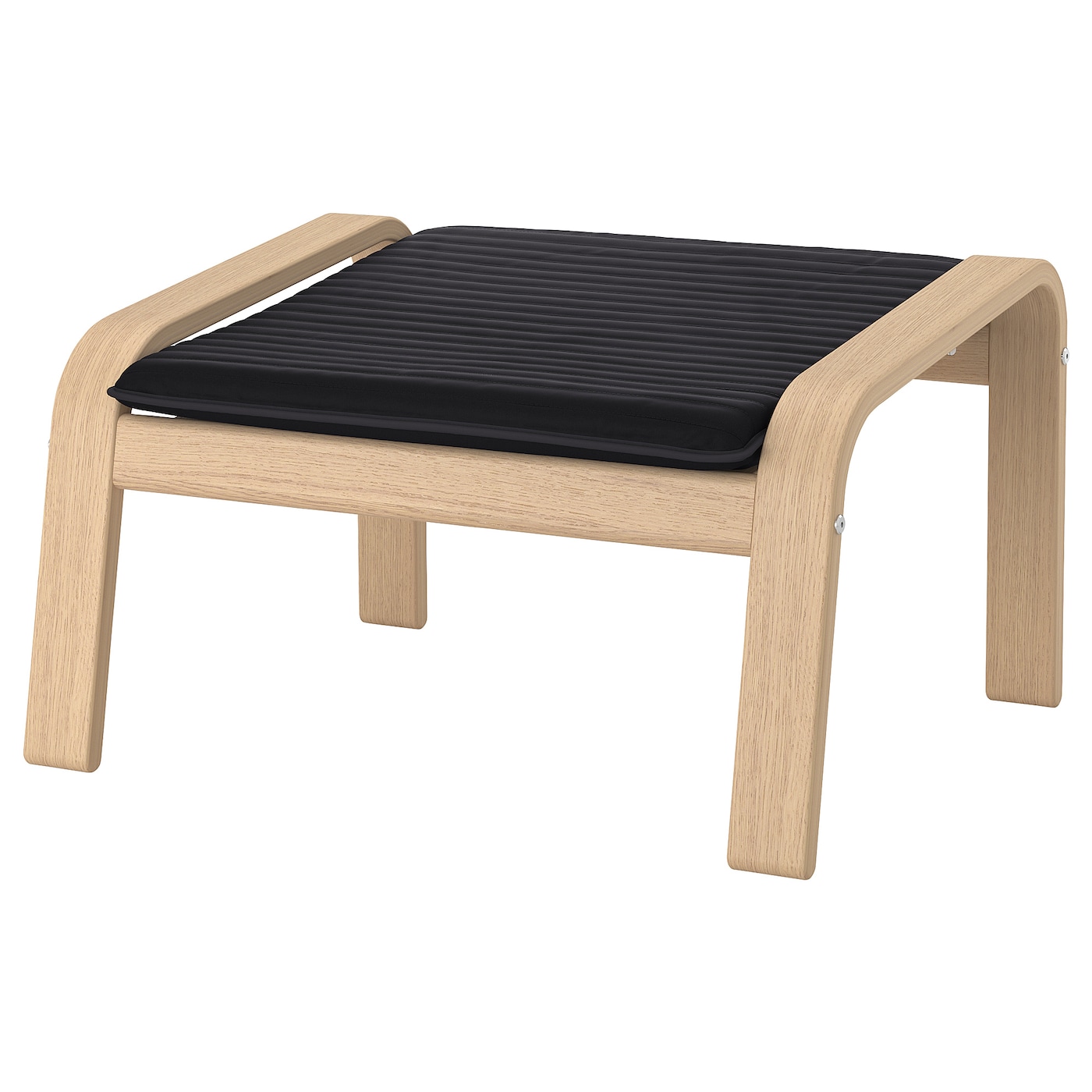 IKEA POÄNG podnóżek, okleina dębowa bejcowana na biało/Knisa czarny, Szerokość: 68 cm