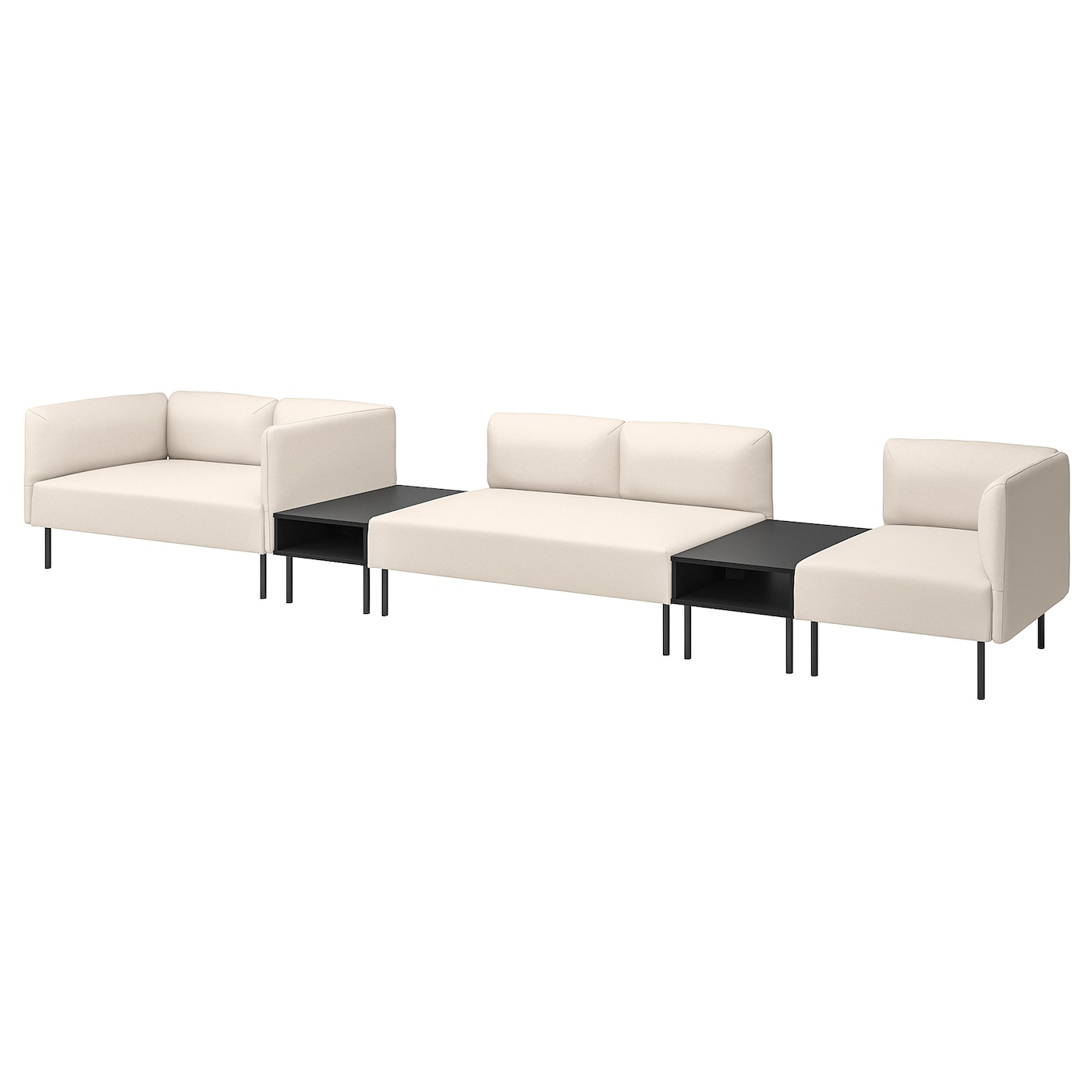 IKEA LILLEHEM 5-os sofa moduł ze stolikiem boczn, Vissle/beżowy metal, Szerokość: 472 cm