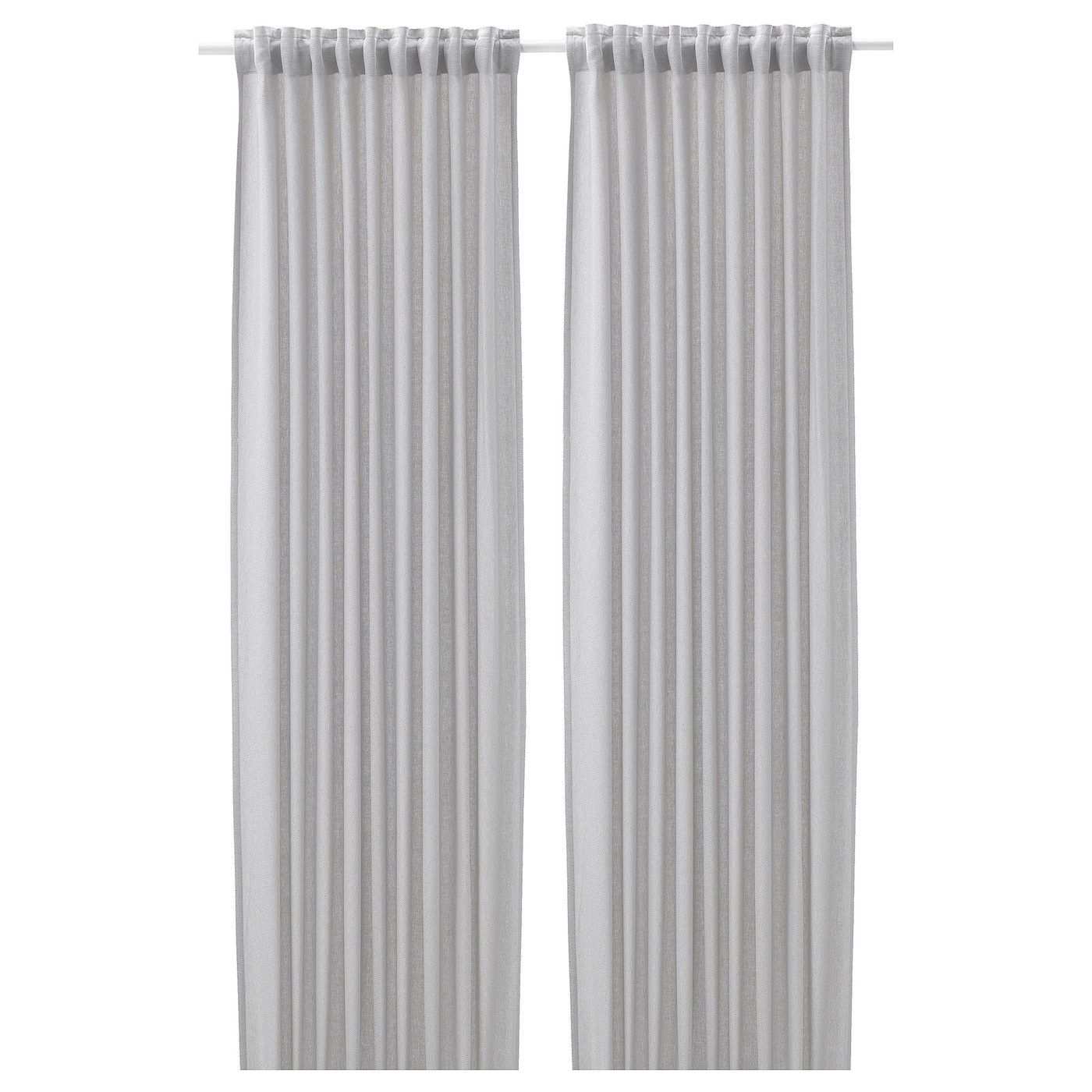 IKEA FJÄDERMOTT zasłona, 2 szt, biały/szary/na taśmie, 145x300 cm