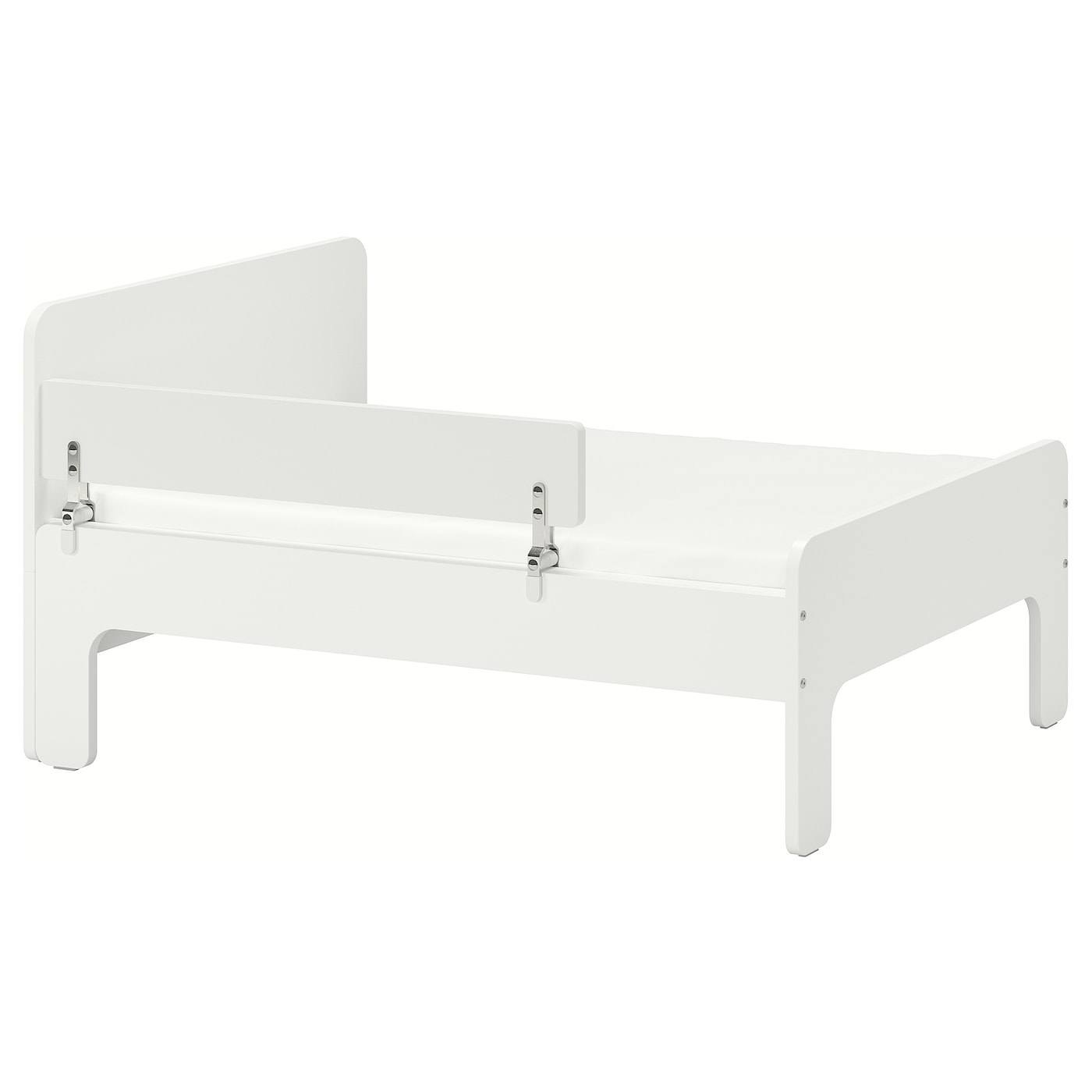 IKEA SLÄKT / NATTAPA ram łóż reg dł z bar ochr+dno łóż, biały, 80x200 cm