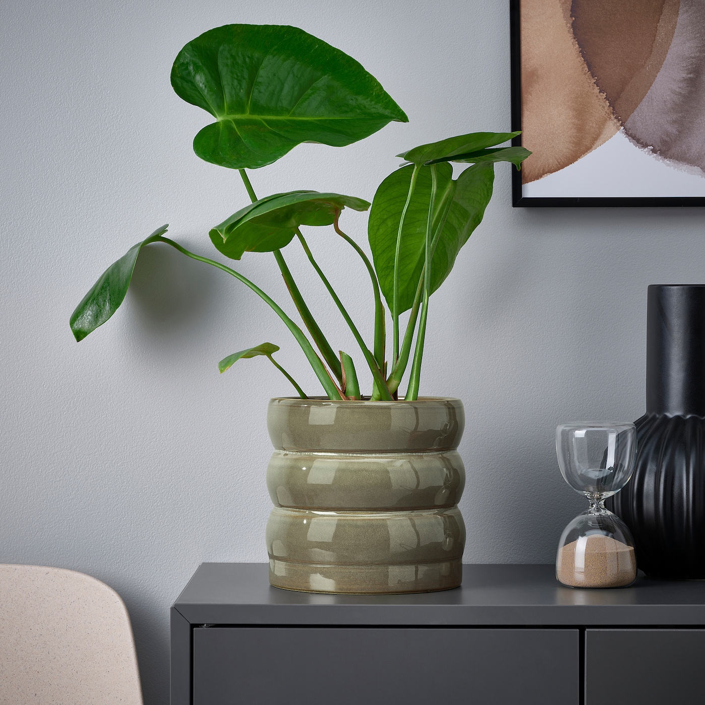IKEA HASSELBUKETT Osłonka doniczki, do wewnątrz/na zewnątrz/zieleń/brąz, 15 cm