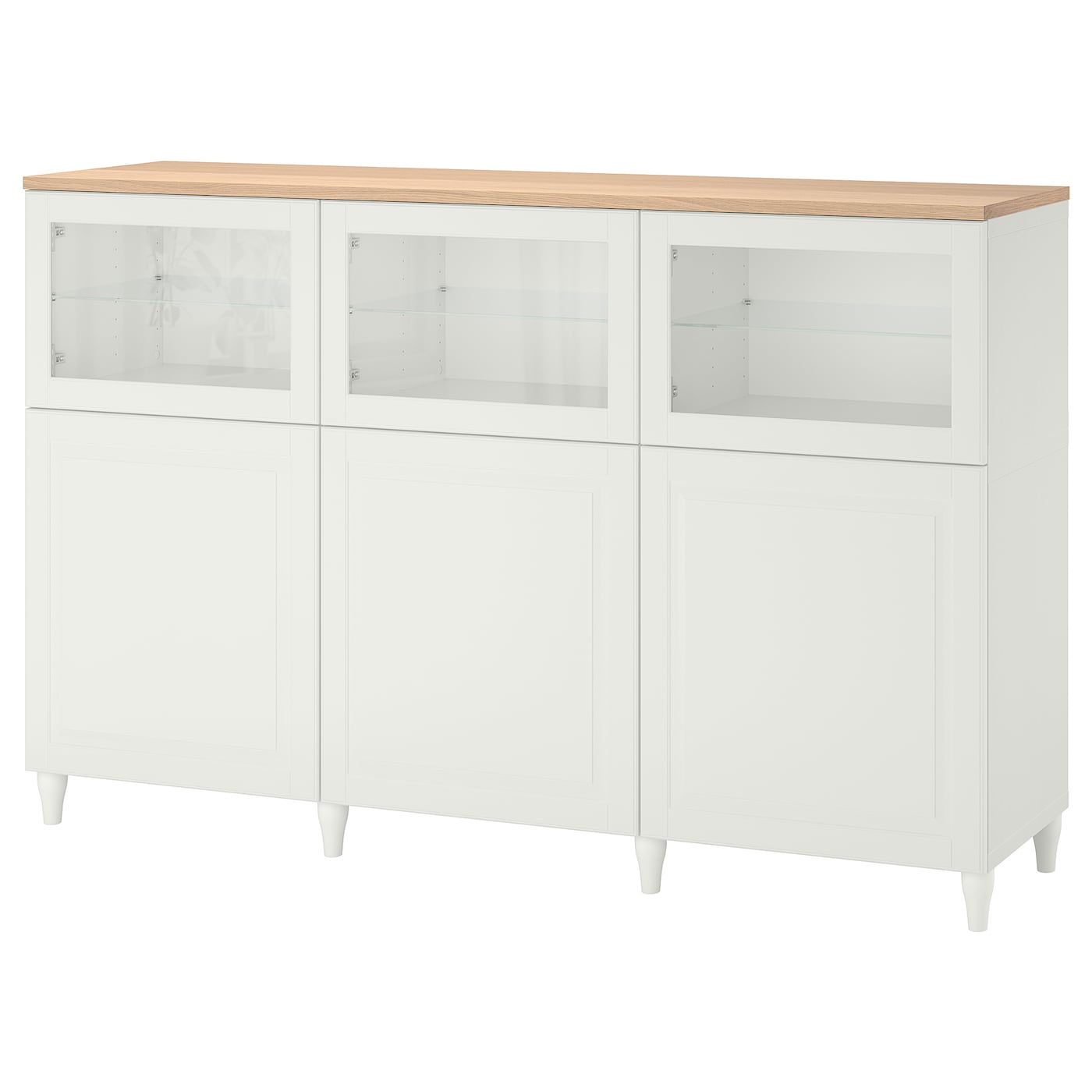 IKEA BESTÅ kombinacja z drzwiami, biały/Smeviken/Kabbarp białe szkło przezroczyste, 180x42x114 cm