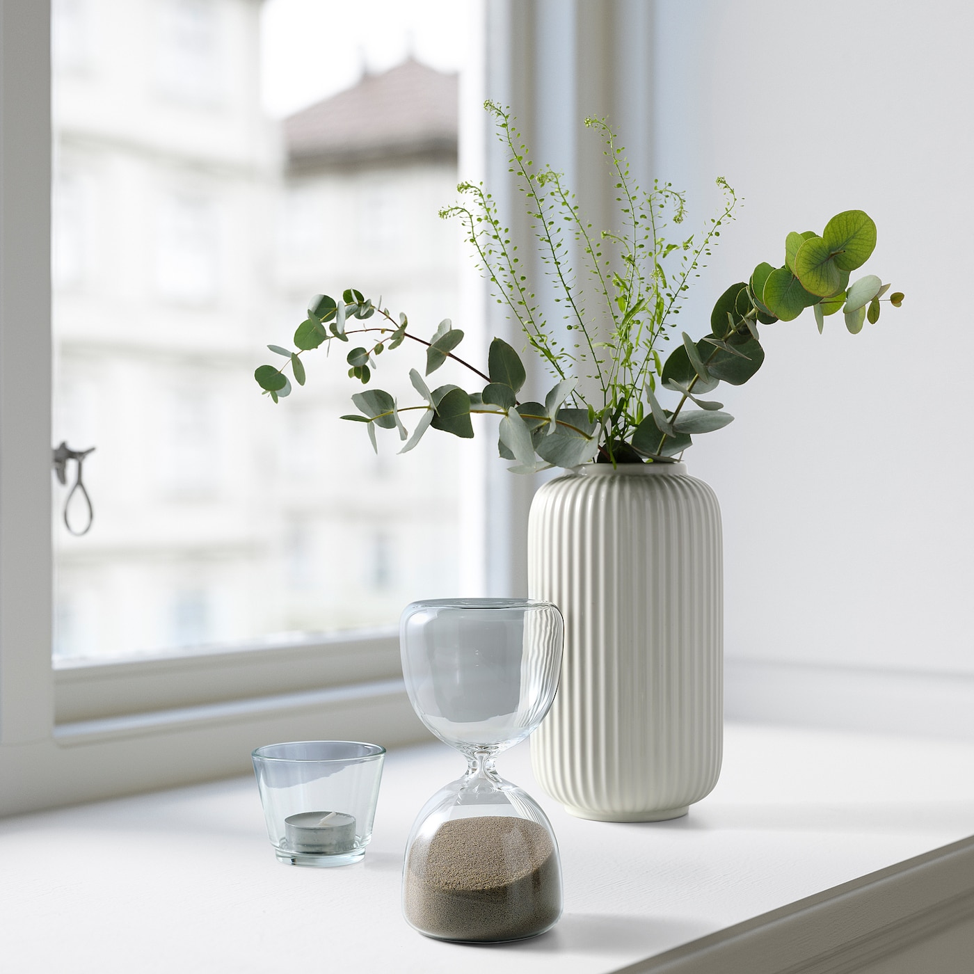 IKEA EFTERTÄNKA klepsydra ozdobna, szkło bezbarwne/piaskowy, 15 cm