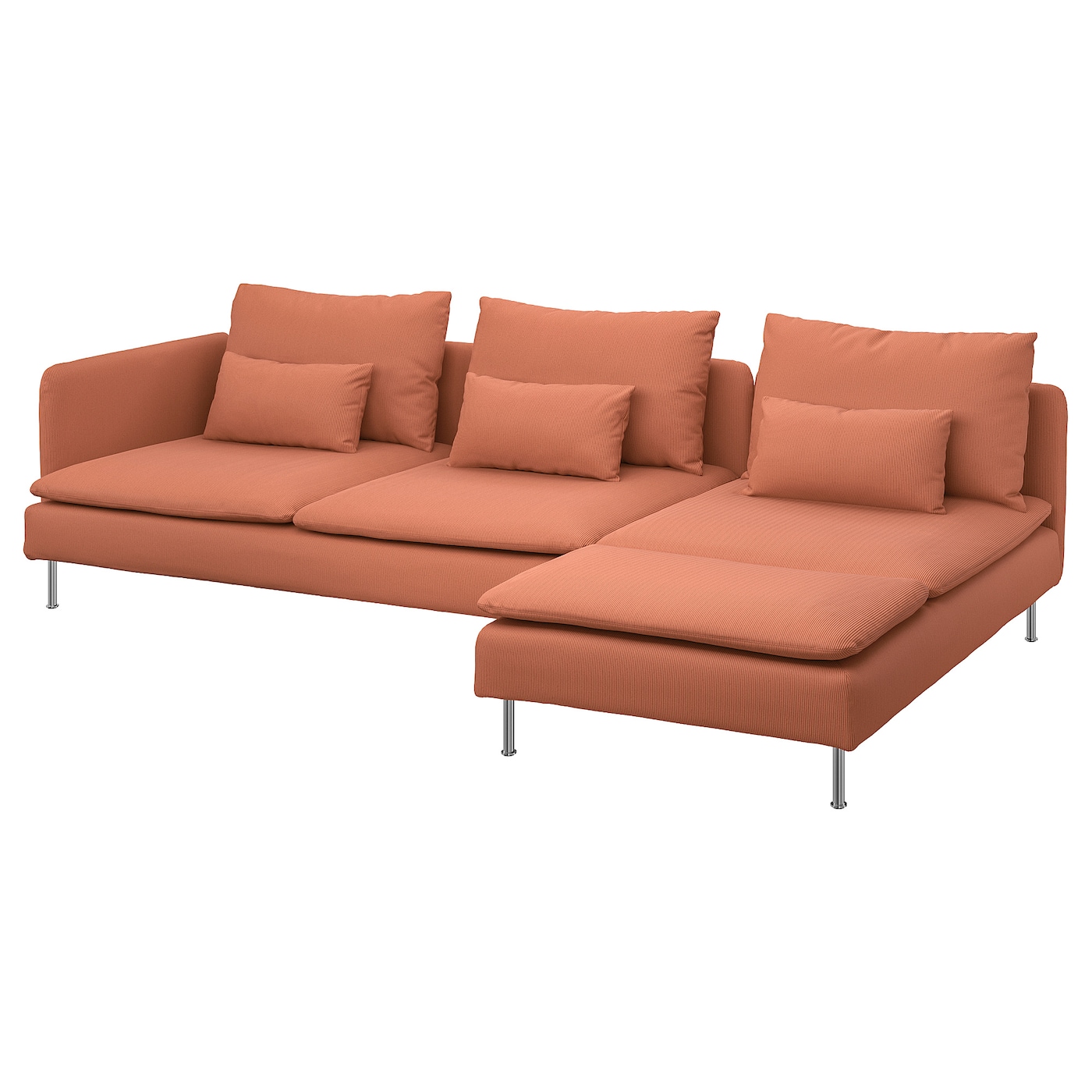 IKEA SÖDERHAMN sofa 4-osobowa z szezlongiem, i otwarty koniec Kelinge/rdzawy, Szerokość: 285 cm