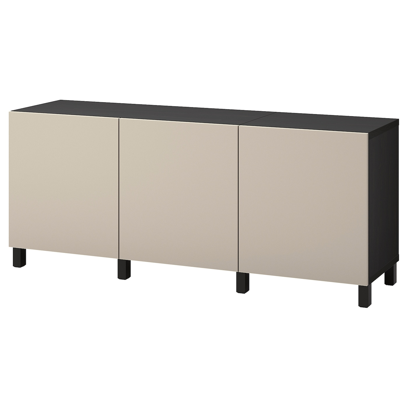 IKEA BESTÅ kombinacja z drzwiami, czarnybrąz/Lappviken/Stubbarp jasny szarobeżowy, 180x42x74 cm