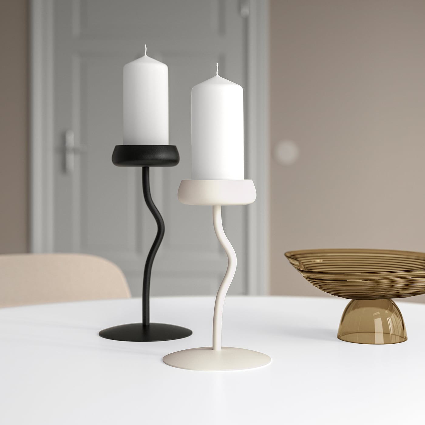 IKEA SILVERPÄRON świecznik na świecę kolumnową, czarny, 24 cm