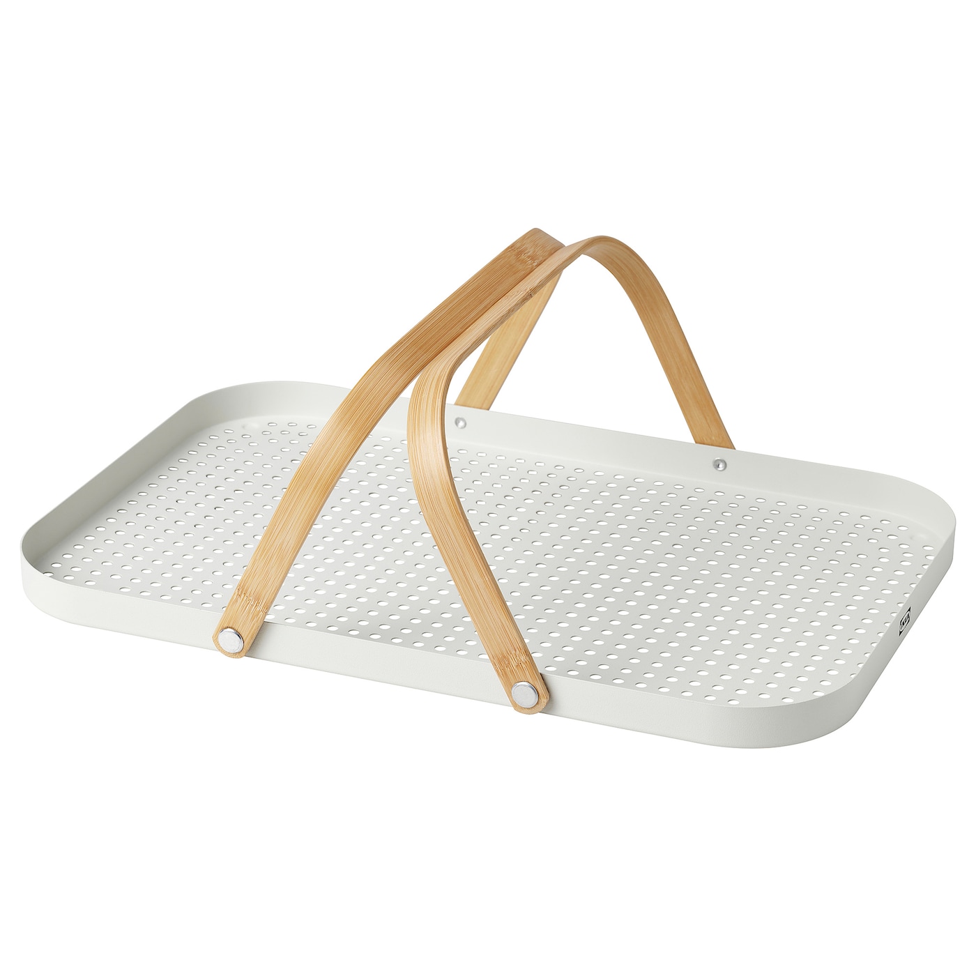 IKEA GRÖNFISK taca z uchwytem, bambus/biały, 46x30 cm