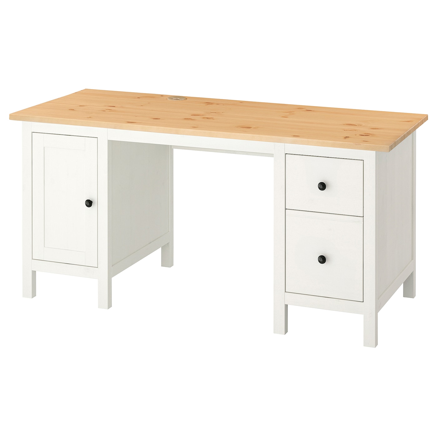 IKEA HEMNES biurko, biała bejca/jasnobrązowy, 155x65 cm