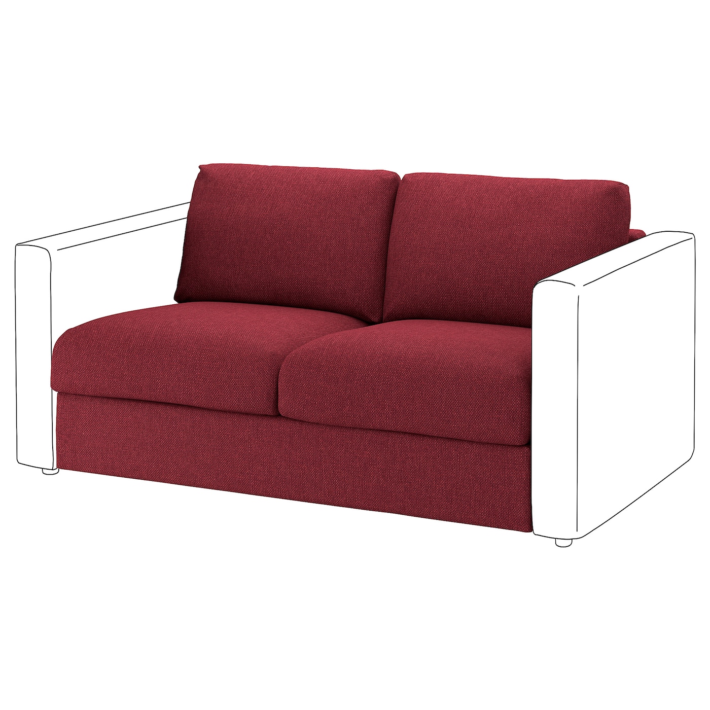 IKEA VIMLE sekcja 2-osobowa, Lejde czerwony/brązowy, Wysokość z poduchami oparcia: 80 cm