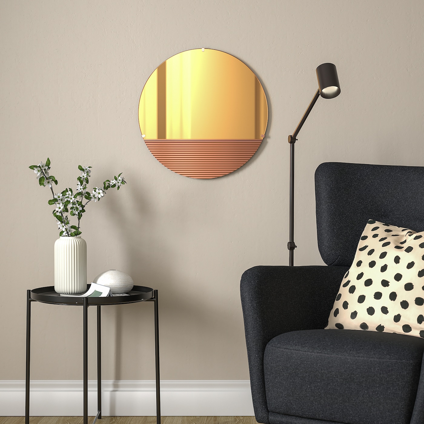 IKEA SKOGSGRÄNSEN lustro ozdobne, kolor miedziany, 50 cm