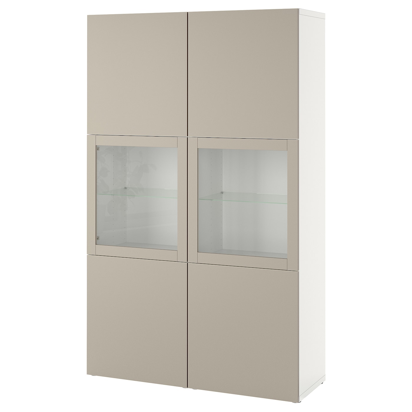 IKEA BESTÅ regał/szklane drzwi, biały Lappviken/jasny szarobeżowy szkło bezbarwne, 120x42x193 cm