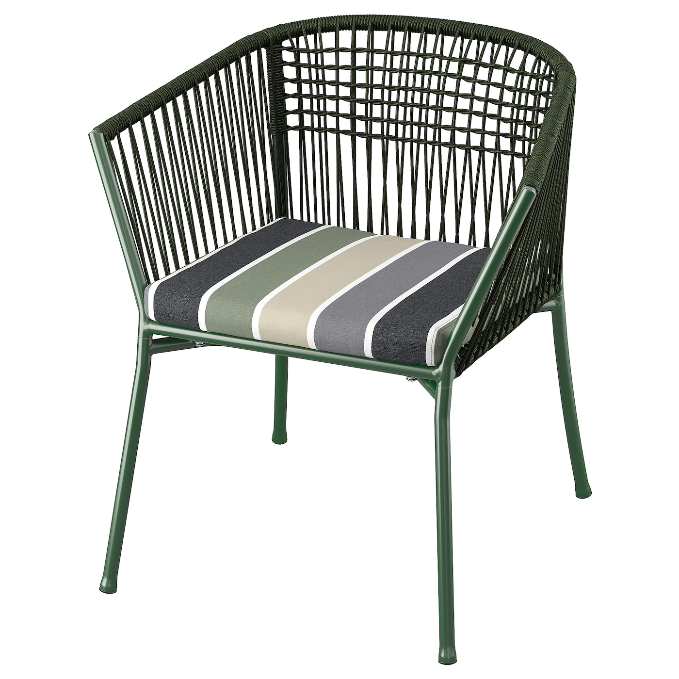 IKEA SEGERÖN krzesło z podłokietnikami, ogr, ciemnozielony/Frösön/Duvholmen wzór w paski, Szerokość: 67 cm