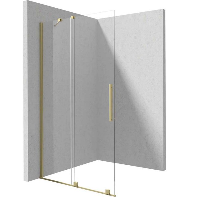 DEANTE Ścianka prysznicowa PRIZMA walk-in przesuwna 140x195 złoto szc