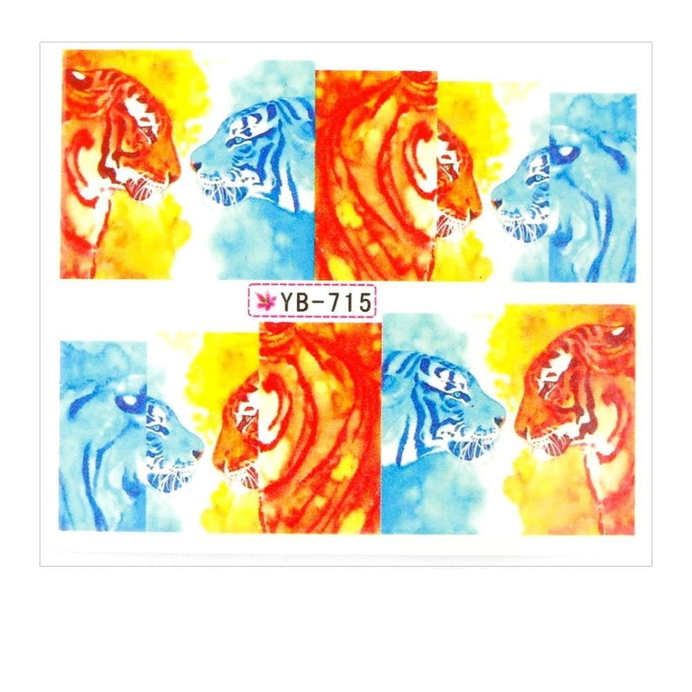 Naklejki wodne do paznokci arkusz 6,5 x 5,5 cm na 10 palców yb Nr 715