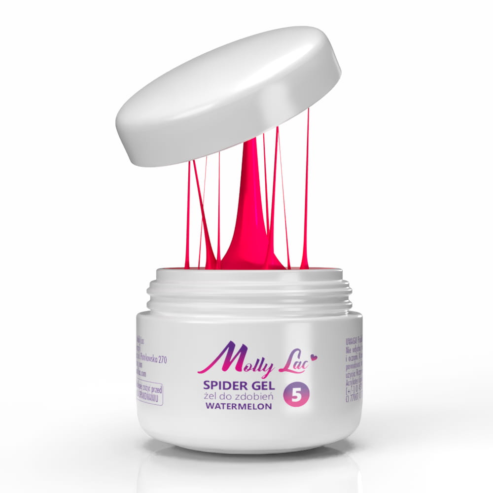 Żel do zdobień Spider Gel MollyLac Neonowy Watermelon 3 ml Nr 5