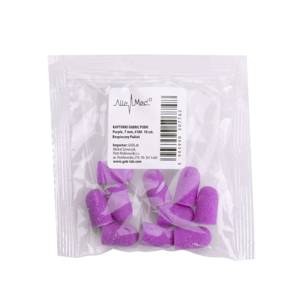 Kapturki do pedicure 7 mm gradacja 180 10 szt Fabric Podo AlleMed Fioletowy Purple