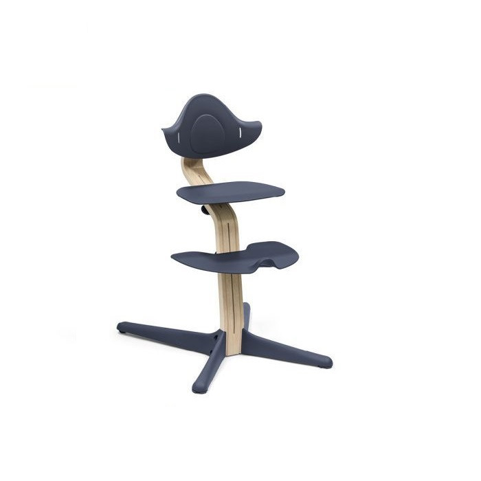 Stokke Nomi + Newborn Set - krzesełko + zestaw dla noworodka-Natural Navy-Newborn Set White-Grey Blue