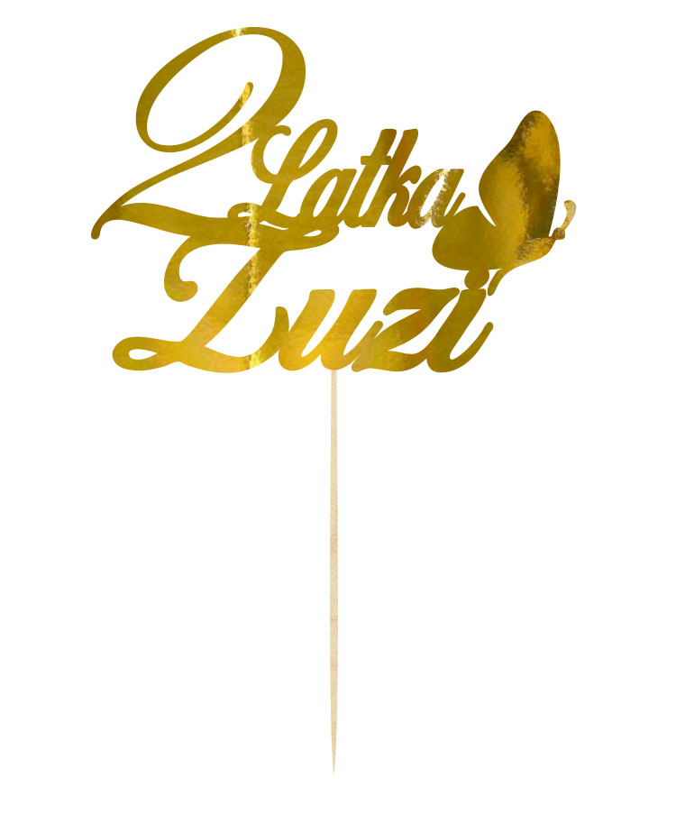 Topper napis lustrzany na tort Urodziny z imieniem Dz