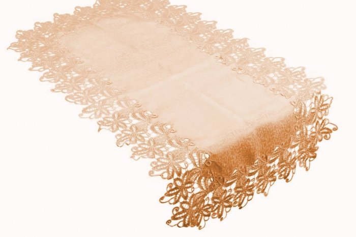 Elegancki Obrus Gipiura rozm 40x90 kolor: łosoś
