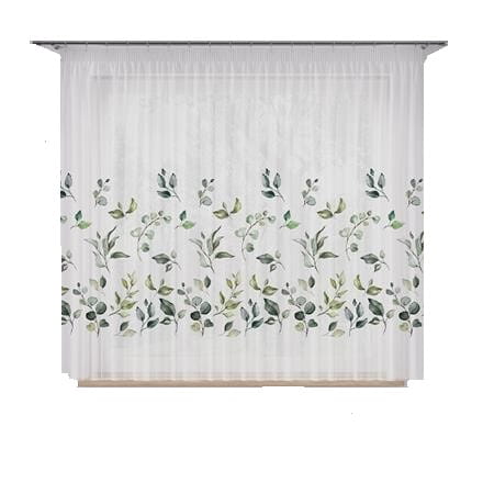 Firana woalowa Samsun zielone liście 150x350 taśma - do jadalni/salonu
