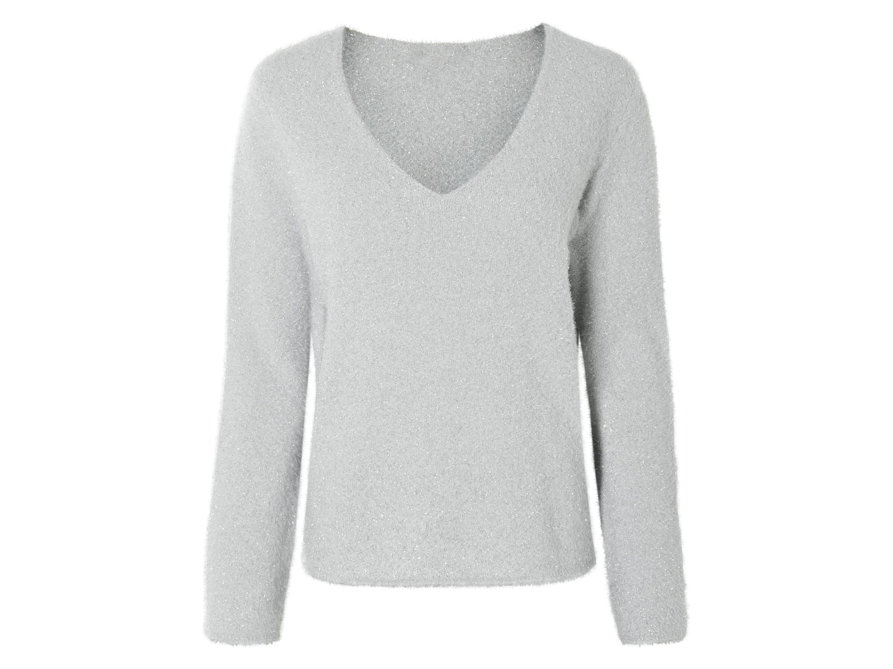 esmara Sweter zdobiony damski XS 32/34, Srebrny