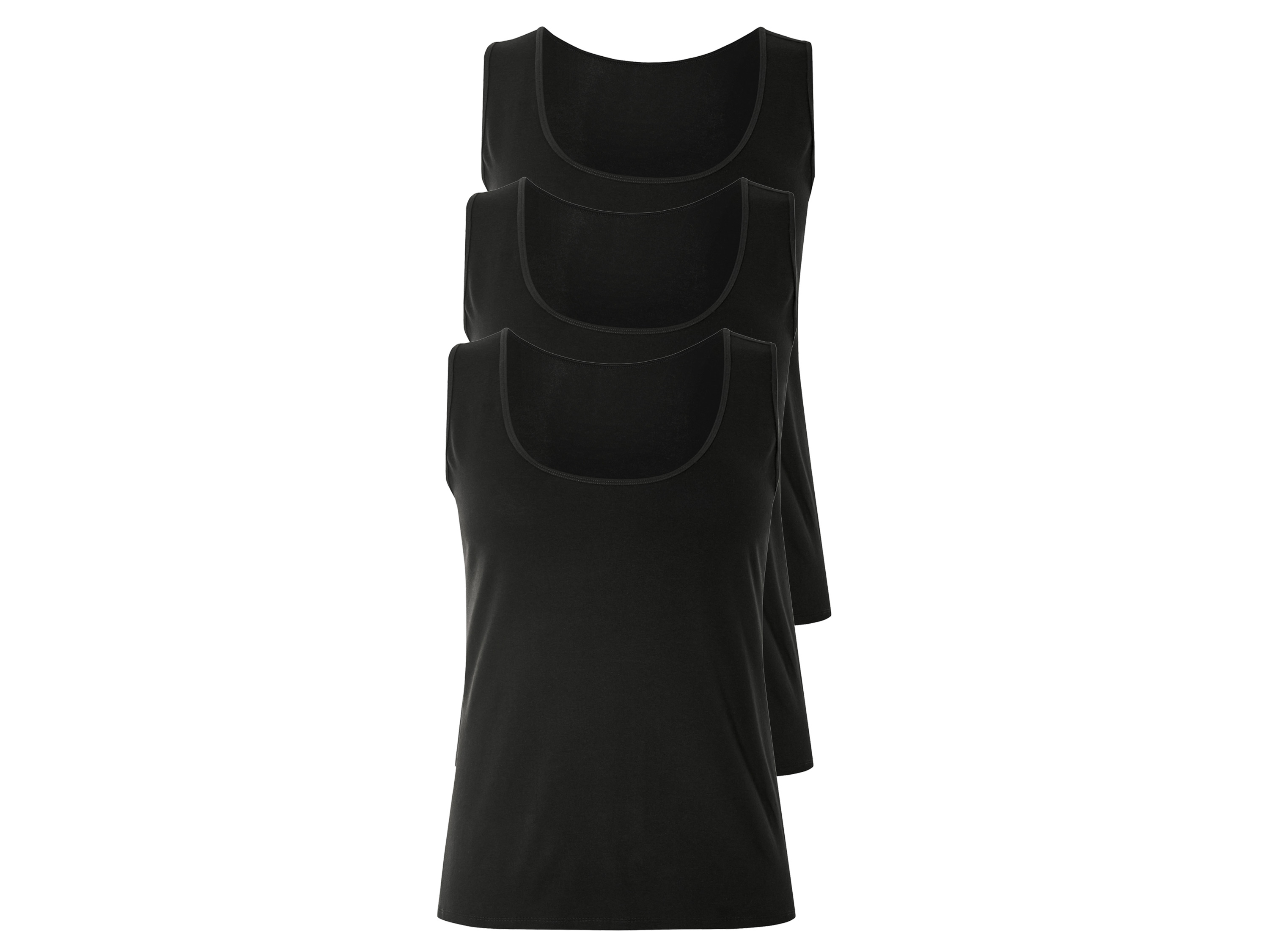 esmara Koszulki damskie z bawełną, 3 sztuki 3XL 56/58, Czarny