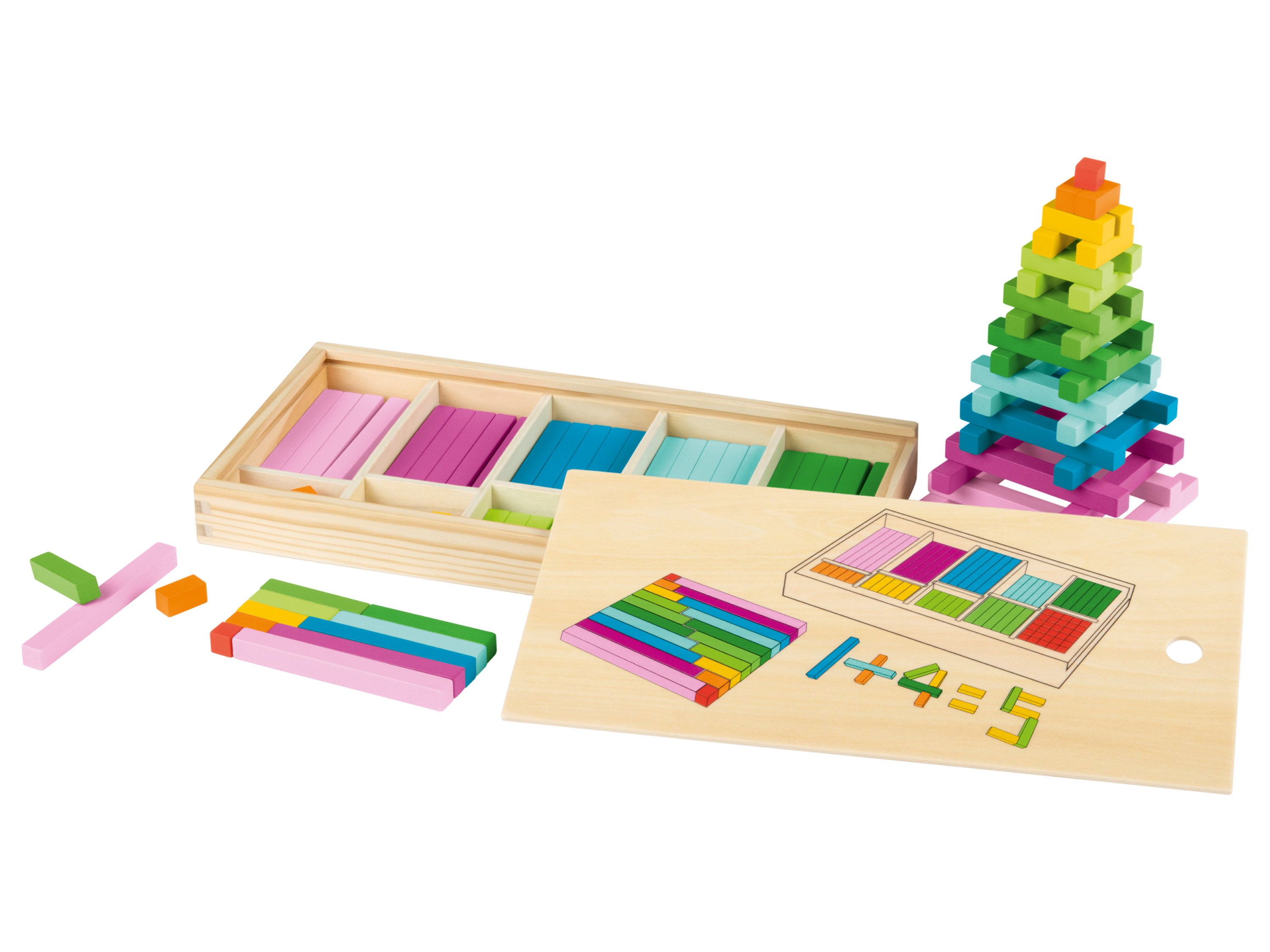 Playtive Gra matematyczna w stylu Montessori Drewniane patyczki do liczenia