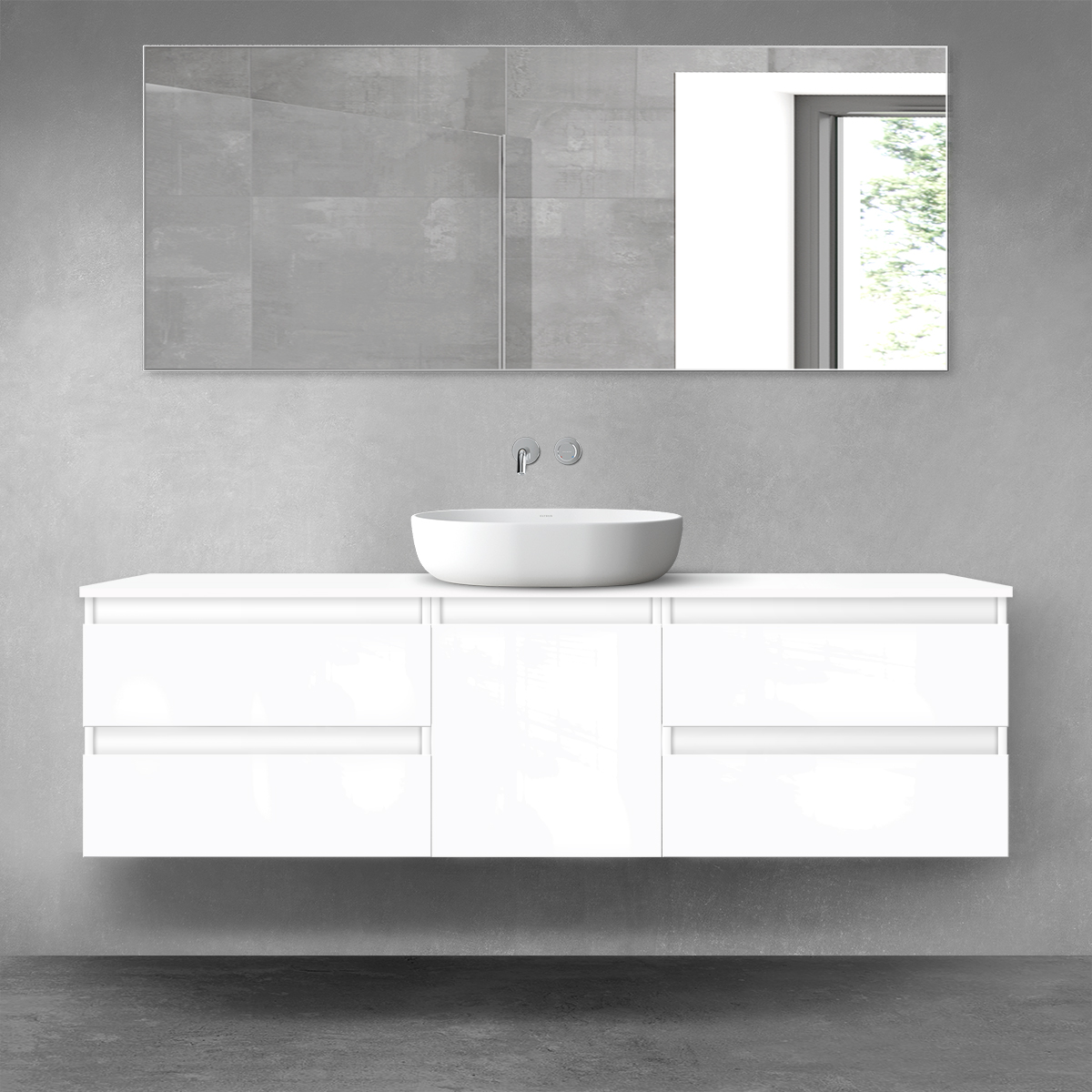 Darmowa Dostawa - Zestaw mebli łazienkowych 160x46.4x48.6 cm podumywalkowa wisząca biała Oltens Vernal 68400000