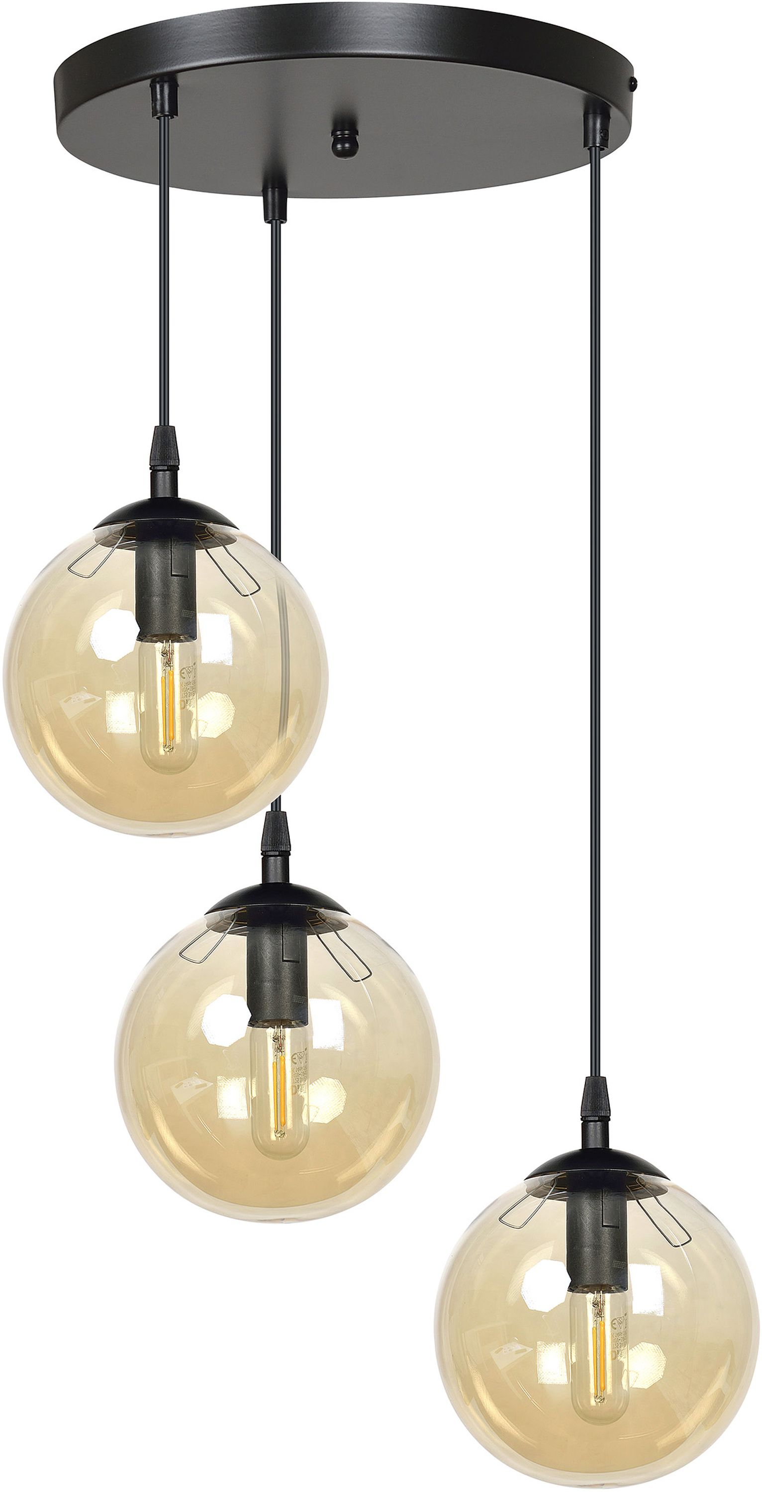 Darmowa Dostawa - Lampa wisząca 3x10 W czarna-bursztynowa Emibig Cosmo 7133PREM