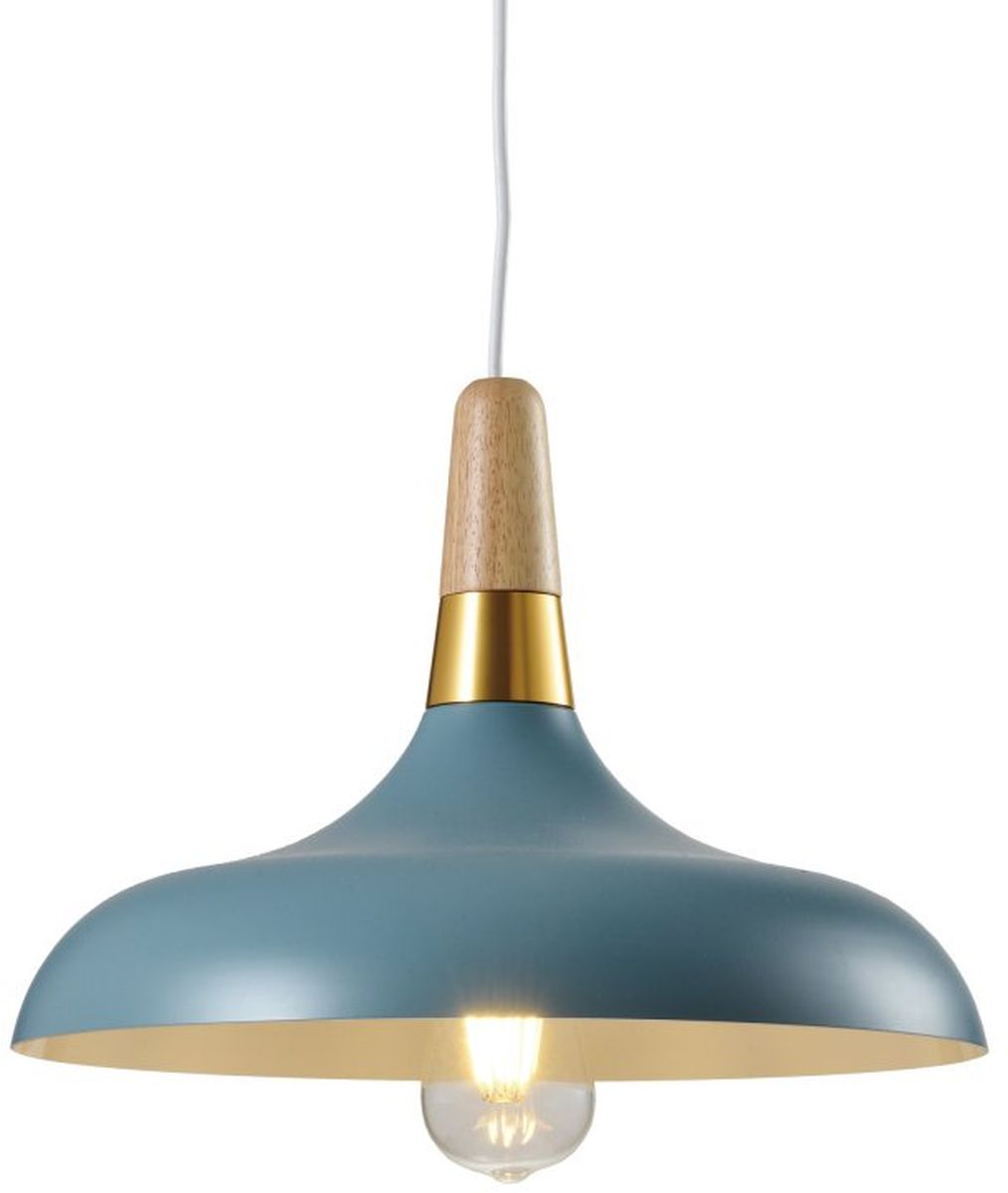 Darmowa Dostawa - Lampa wisząca 1x40 W złota-niebieska-drewno GTV Skandi OSSKAN325DEC