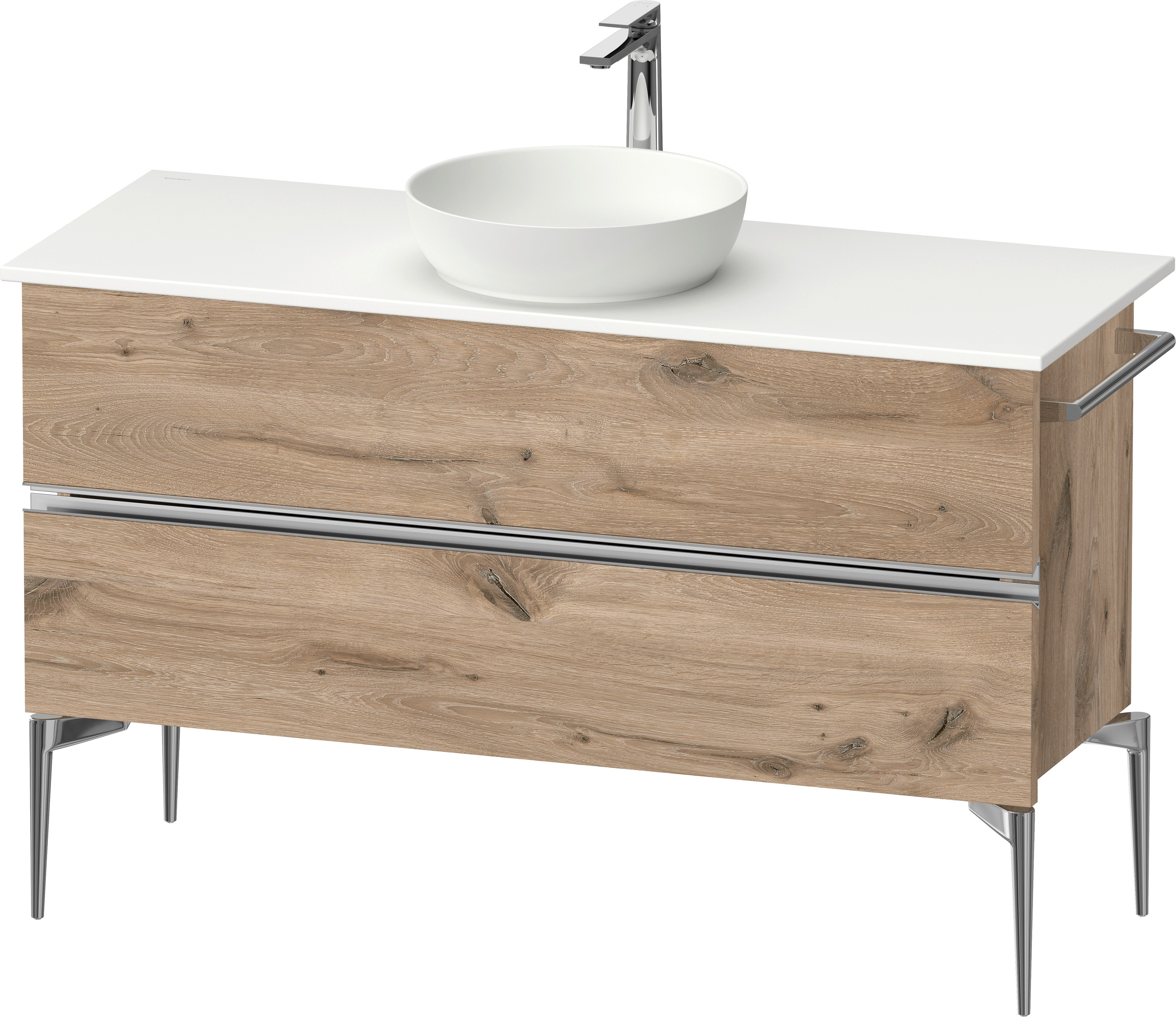 Darmowa Dostawa - Szafka 124.5x47.5x54.8 cm podumywalkowa wisząca dąb-chrom Duravit Sivida SV4660010550000