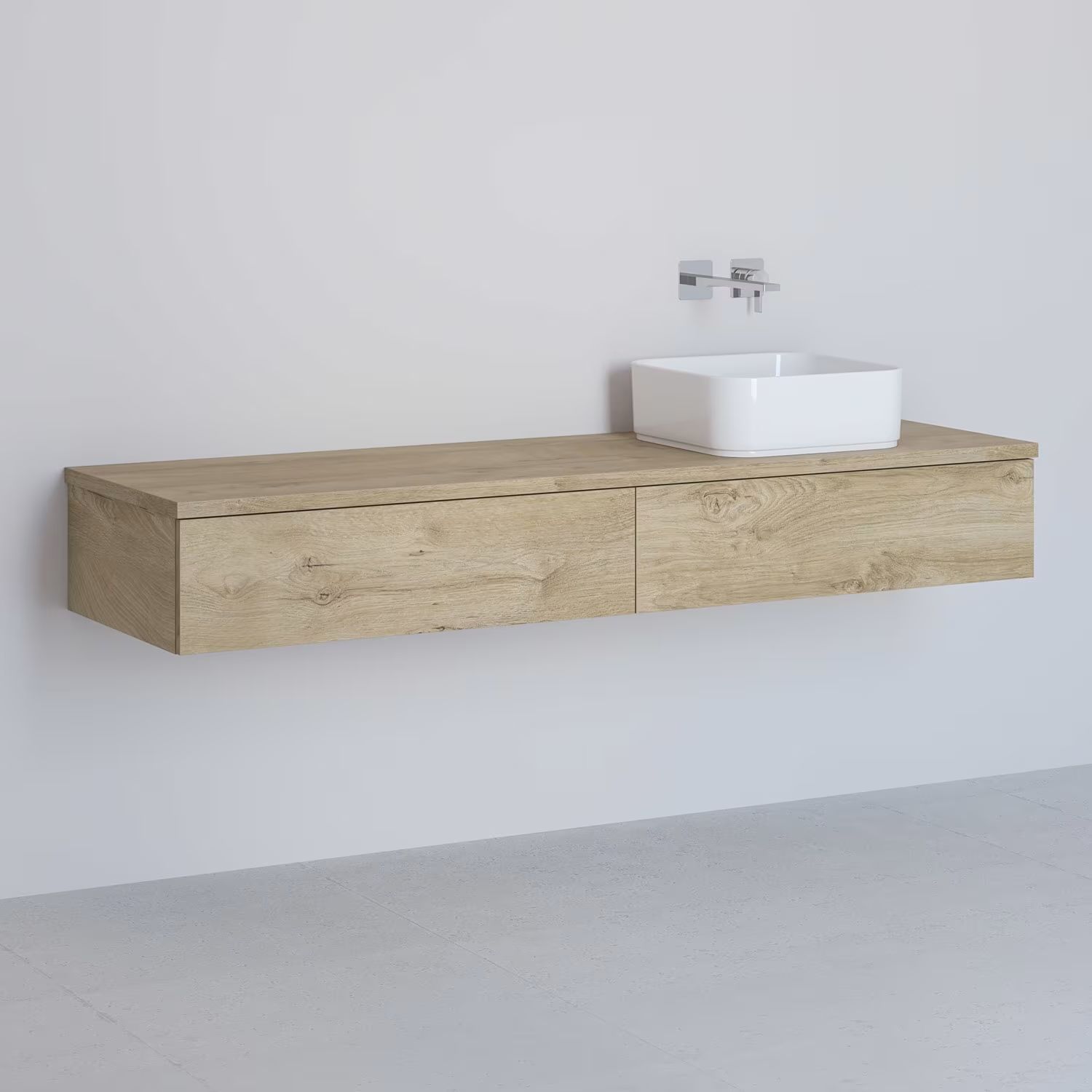 Darmowa Dostawa - Szafka z blatem 161x48.7x23.5 cm podumywalkowa wisząca dąb Kronenbach Cube KBWTKOWTL1612GH