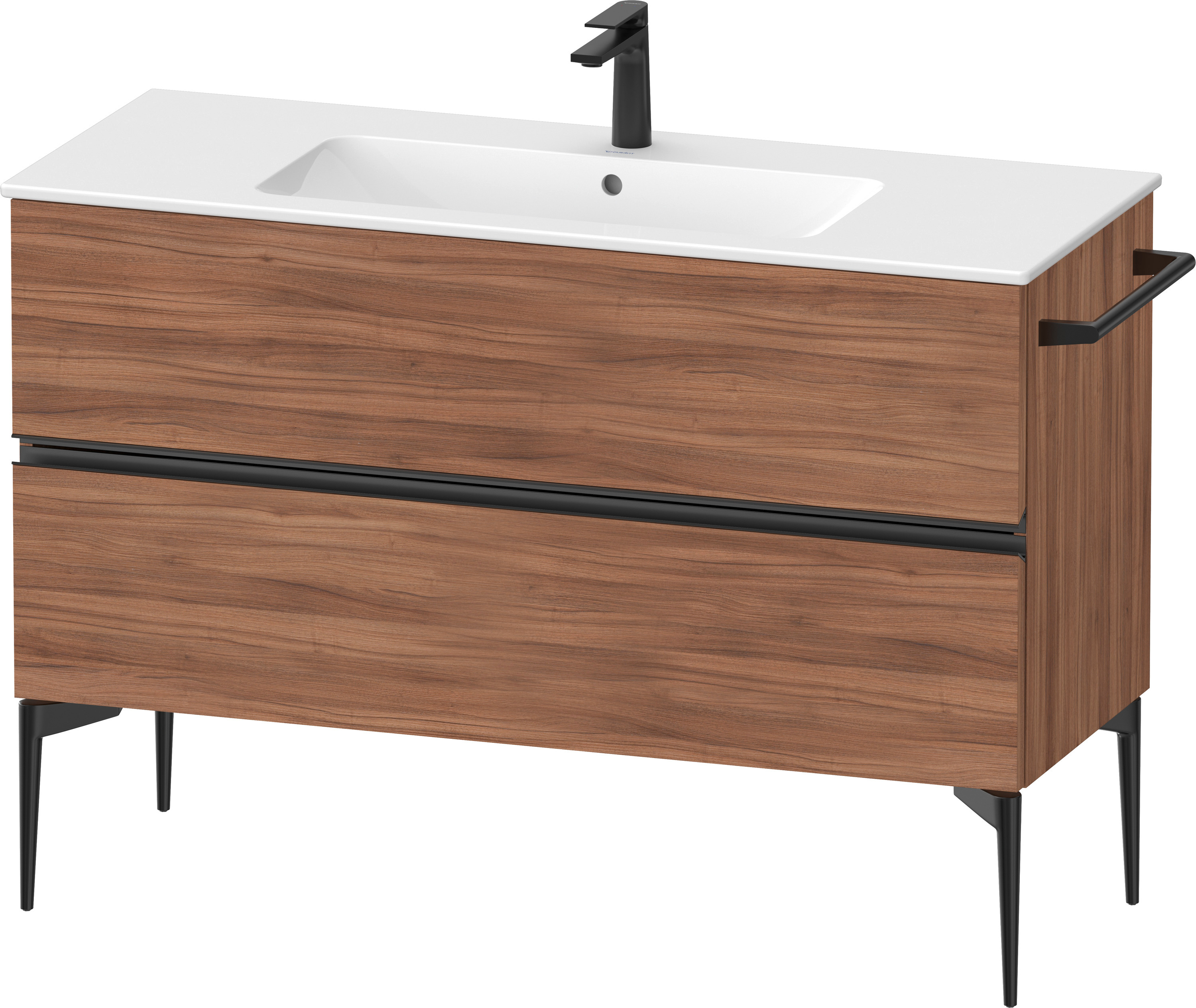 Darmowa Dostawa - Szafka 121x47.7x59.1 cm podumywalkowa wisząca czarna-orzech Duravit Sivida SV46460BD790000