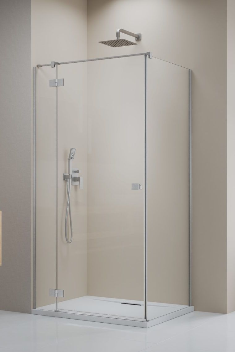 Darmowa Dostawa - Ścianka prysznicowa 23.7 cm szczotkowany/szkło przezroczyste Radaway Essenza 8 Brushed Nickel KDJ 104702379101L