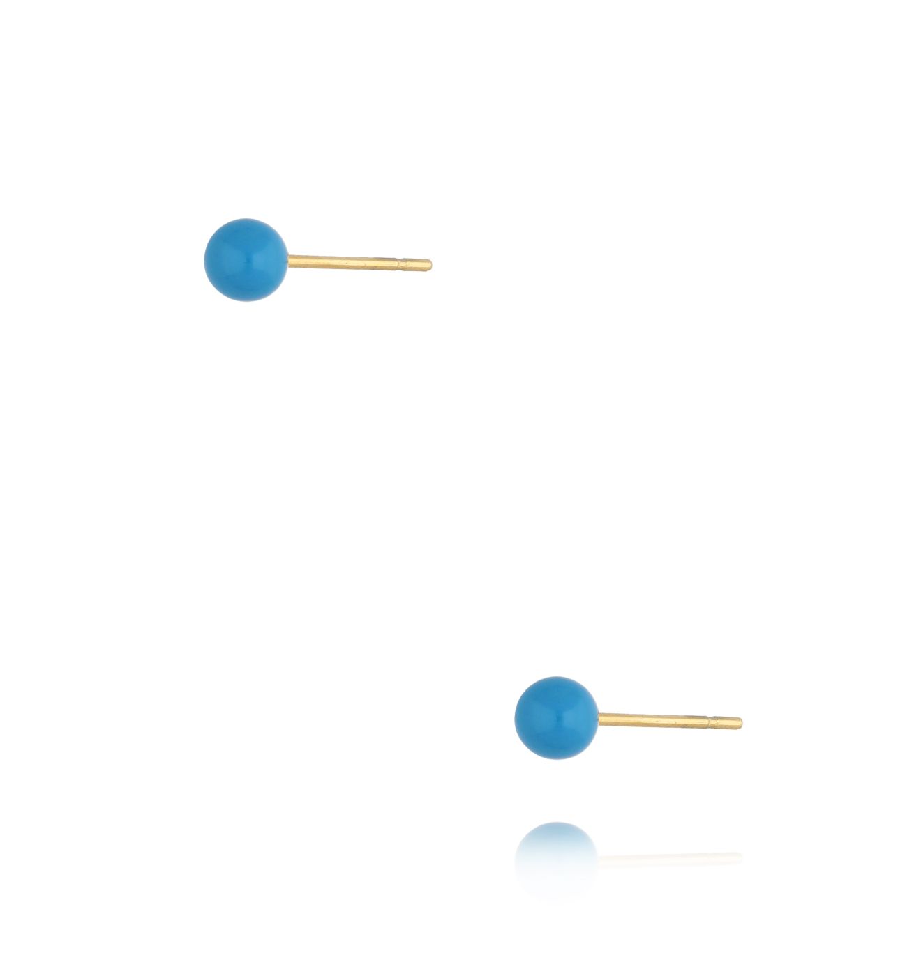 Kolczyki złote kulki z niebieską emalią 4 mm Enamel Balls KSA1438