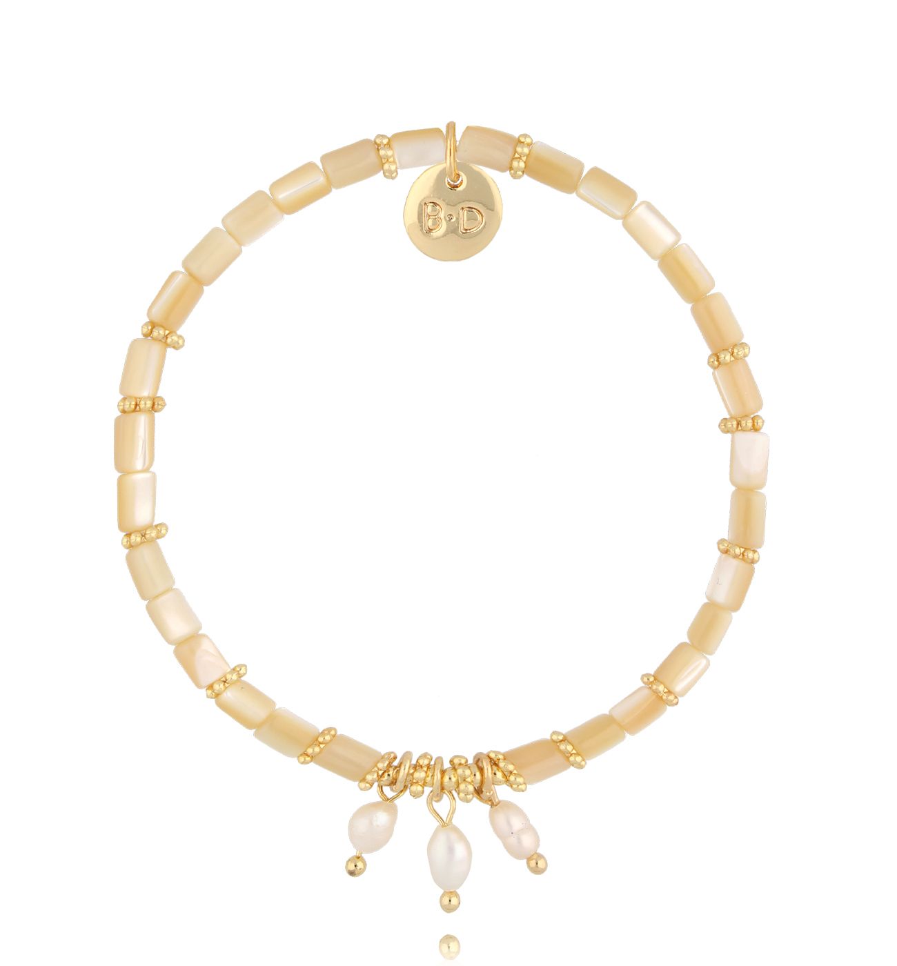 Bransoletka z beżową masą perłową i perełkami Nautical BSH0184 - By Dziubeka