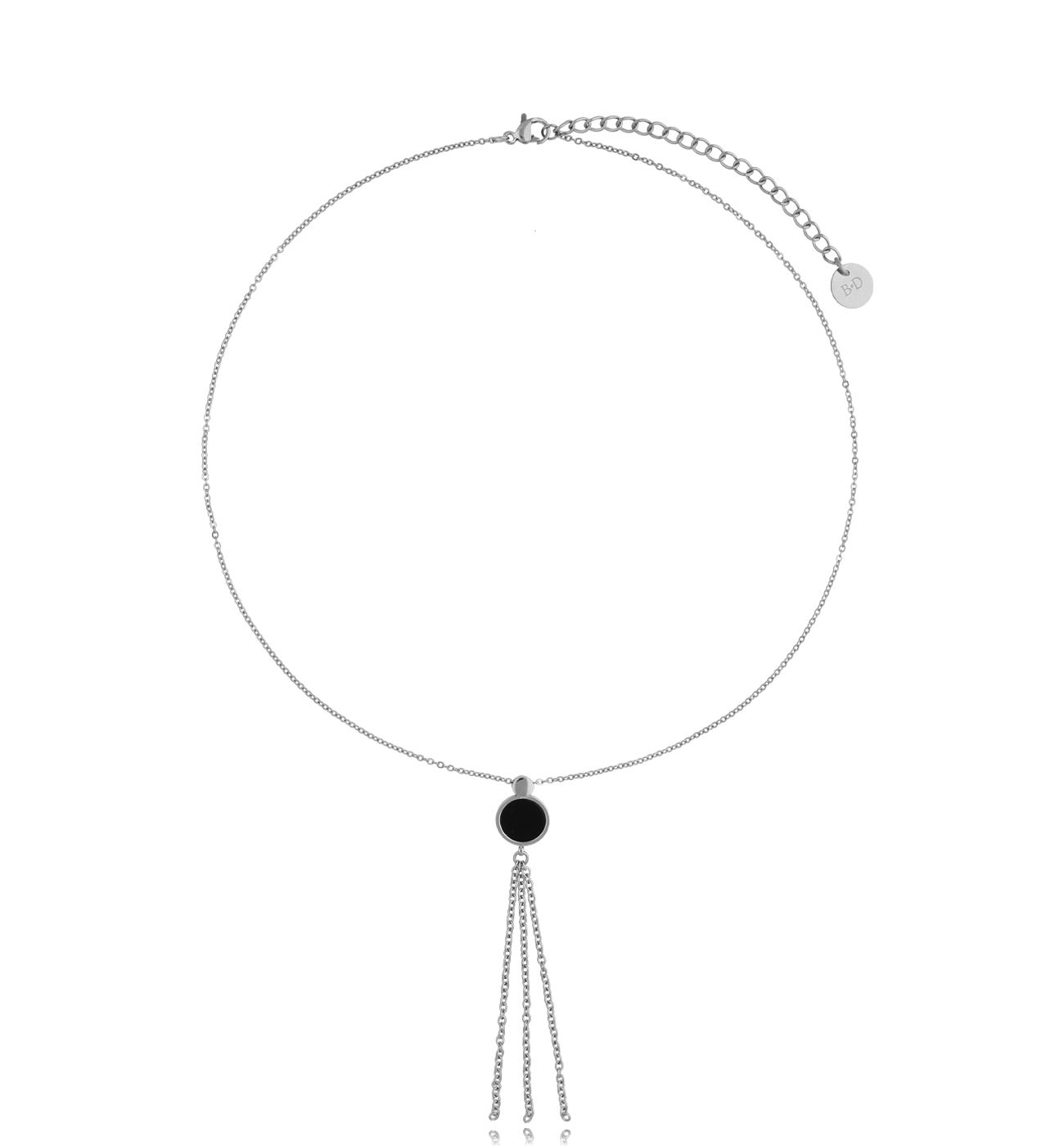 Naszyjnik srebrny Black Circle - By Dziubeka