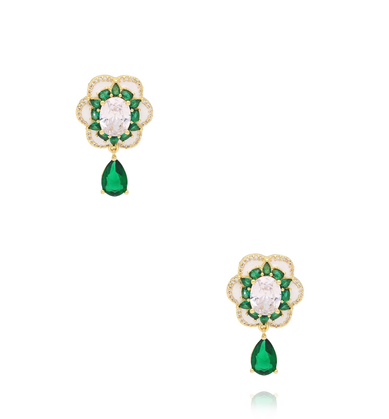 Kolczyki z kryształkami zielone Emerald - By Dziubeka