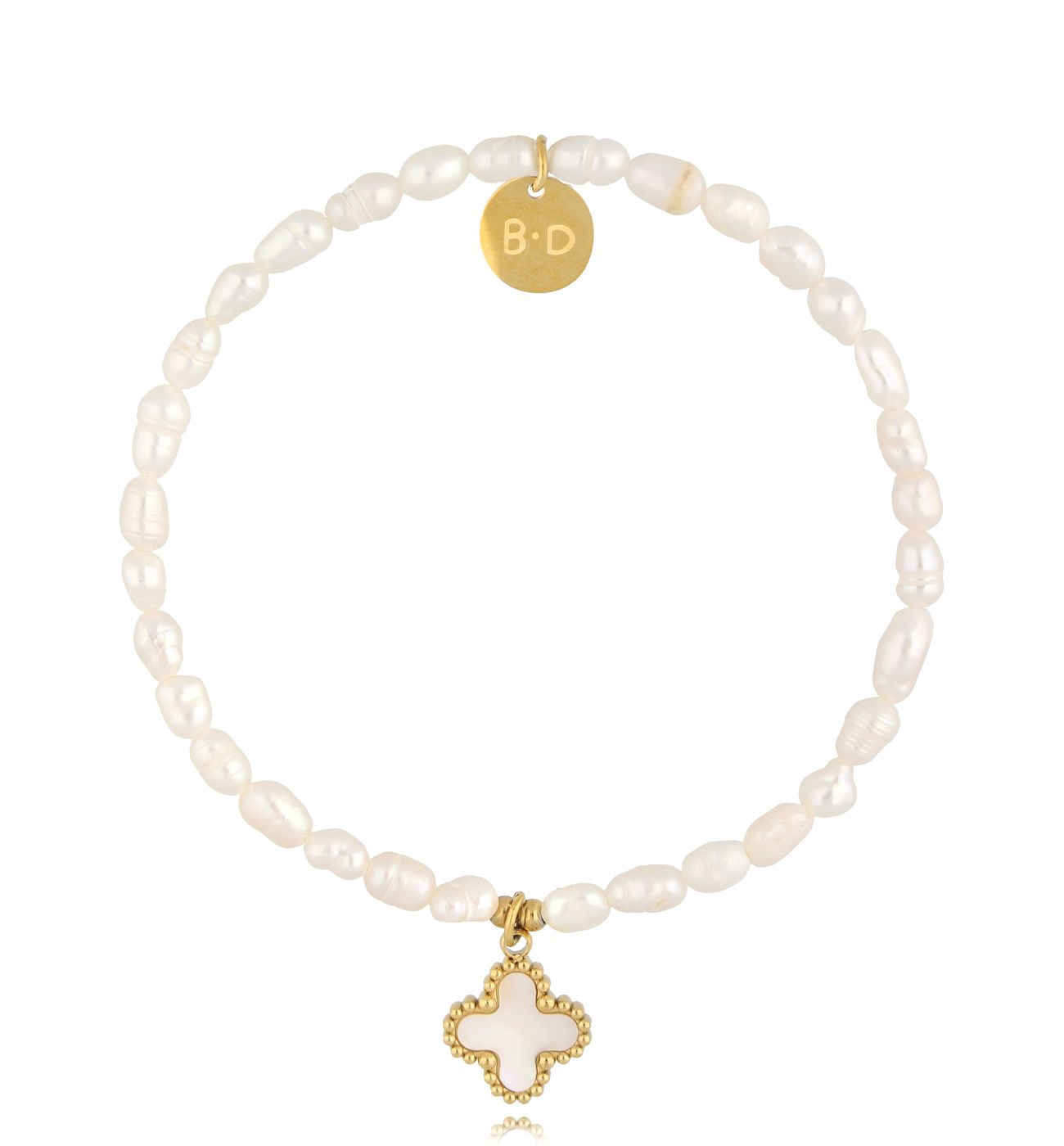 Bransoletka z perłami i koniczynką Moonlit Pearl Dreams BPE0103
