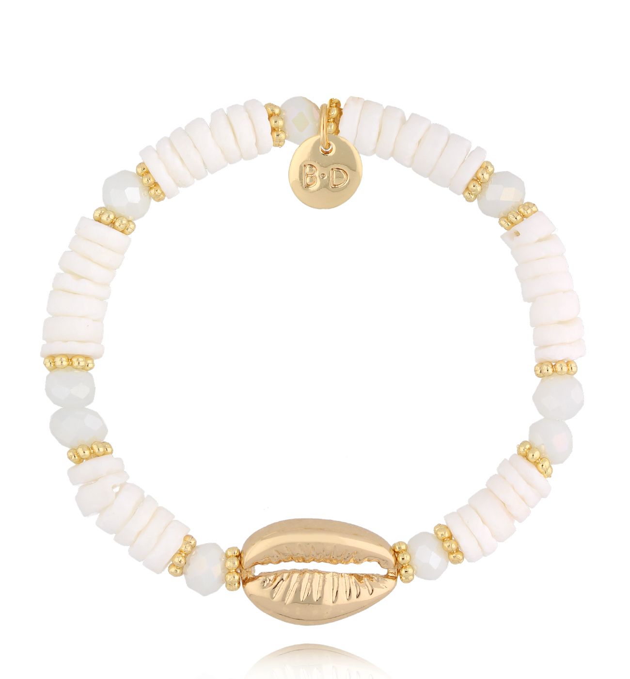 Bransoletka z białymi muszlami Gold Shell BSH0126