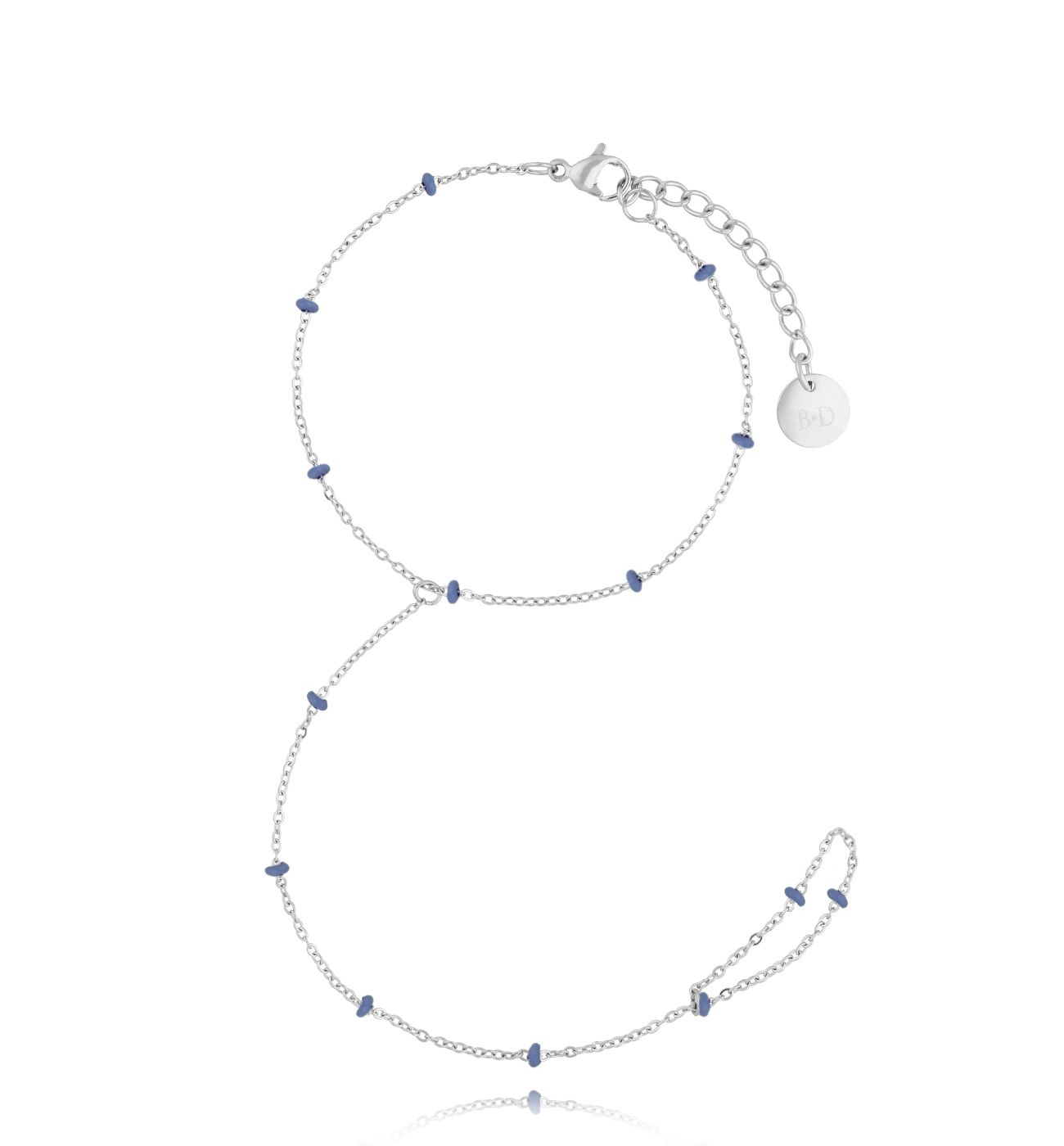 Bransoletka z pierścionkiem i niebieską emalią Simple Chain BSA0608