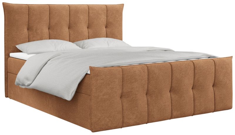 Łóżko kontynentalne MKS Meble PREMIUM 11 200x200 H4 Pomarańczowy struktura 1szt.