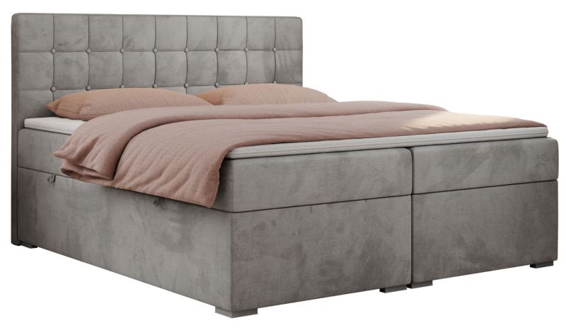 Łóżko kontynentalne MKS Meble CARMEN 180x200 H3 jasnoszary welwet 1szt.