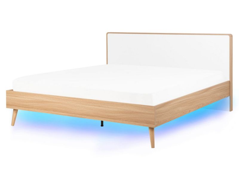 Łóżko LED 160 x 200 cm jasne drewno Serris 1 szt.