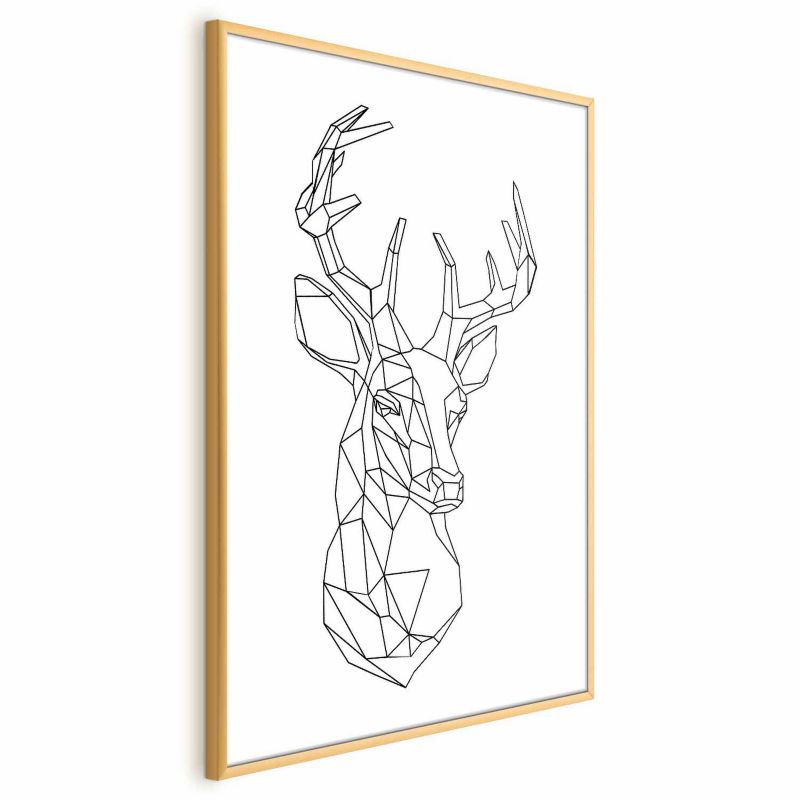 Plakat Artgeist Geometryczny jeleń 60x90 cm z ramą złotą 1 szt