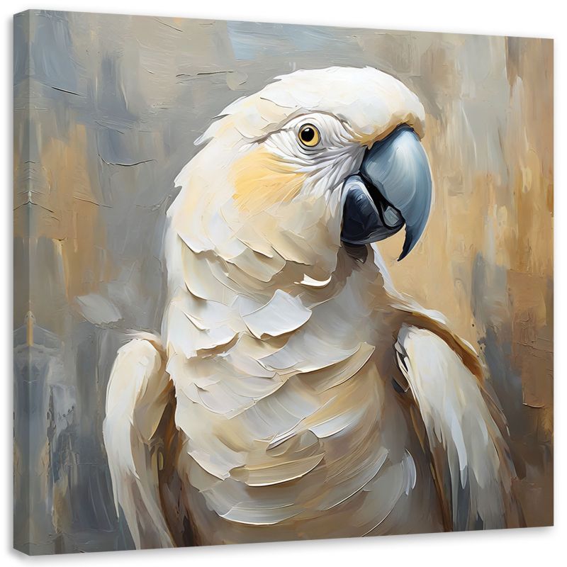 Obraz do salonu sypialni Feeby Olejny Papuga Beżowy 60x60 cm 1szt