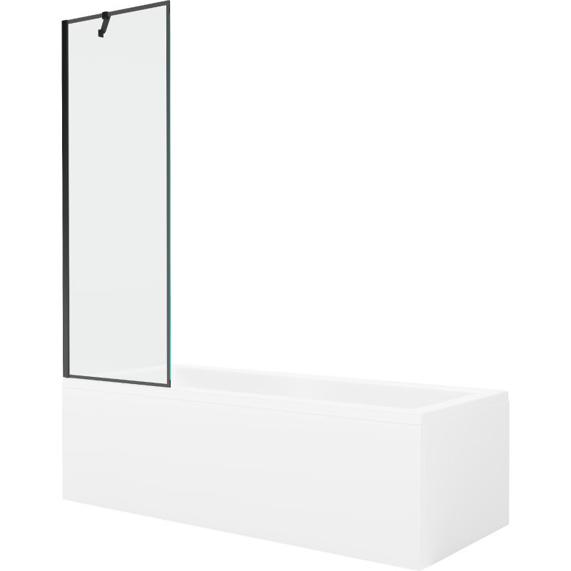 Wanna prostokątna Mexen Cubik 150 x 70 cm z obudową i parawanem 1-skrzydłowym 60 cm czarny wzór 550315070X9506007070 1 szt.