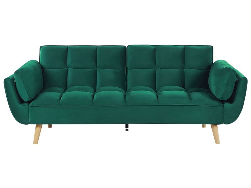 Sofa rozkładana Asby Zielony Welur 1 szt.