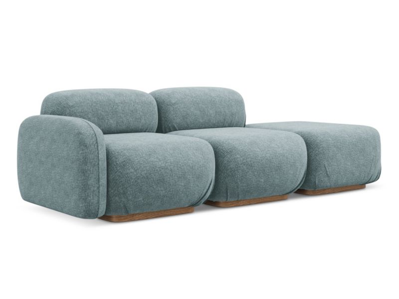 3-osobowa kanapa modułowa lewa Makamii Ailani z tkaniny szenilowej 258x95 cm jeans 1 szt.